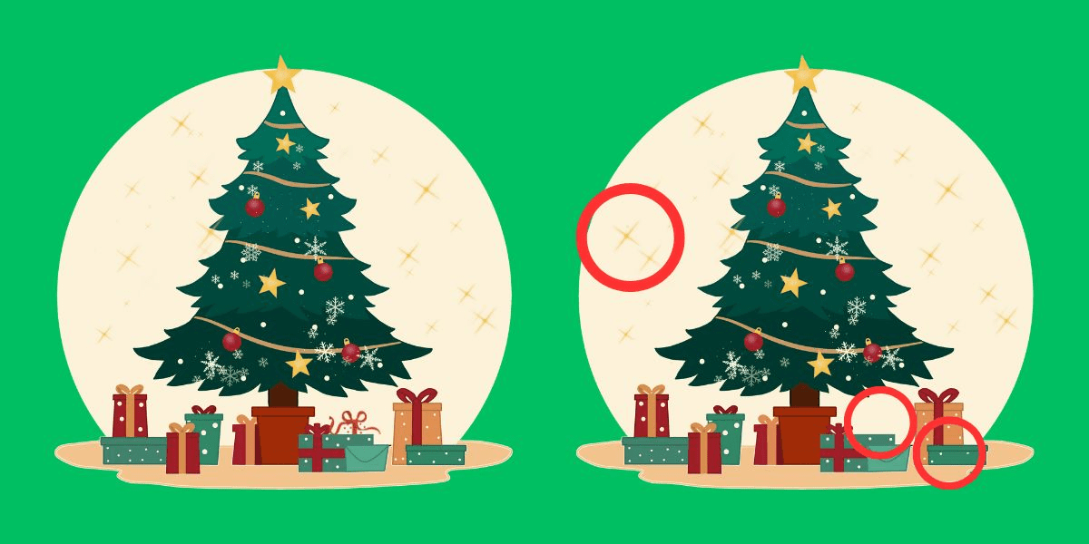Mettez vos yeux à l'épreuve ! Pouvez-vous repérer les 3 différences entre ces sapins de Noël en moins de 15 secondes ?